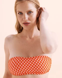 Flower Power Lace-Up Bandeau Bikini Top*Women Bikini Tops