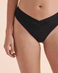 Malibu Textured Crossed Waistband Bikini Bottom*Women Bikini Bottoms