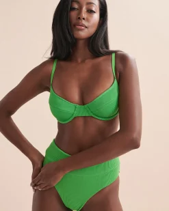 Peppermint Ribbed High Waist Cheeky Bikini Bottom*Women Bikini Bottoms