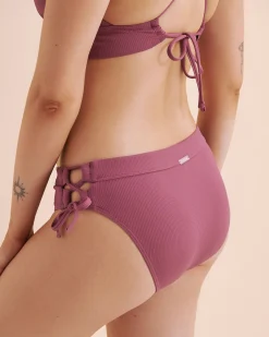 EAU DE SEA Ribbed Mid-Rise Bikini Bottom*Women Bikini Bottoms
