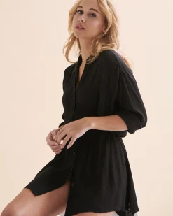 Saltwater Solids Long Sleeve Button Down Tunic*Women Dresses