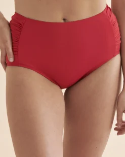 JANTZEN Solid Shir Side High Waist Bikini Bottom*Women Bikini Bottoms