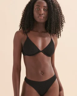 Summer High Ribbed Plunge Bikini Top*Women Bikini Tops