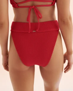 Textu Smocked High Leg Cheeky Bikini Bottom*Women Bikini Bottoms