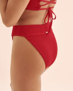 Textu Smocked High Leg Cheeky Bikini Bottom*Women Bikini Bottoms